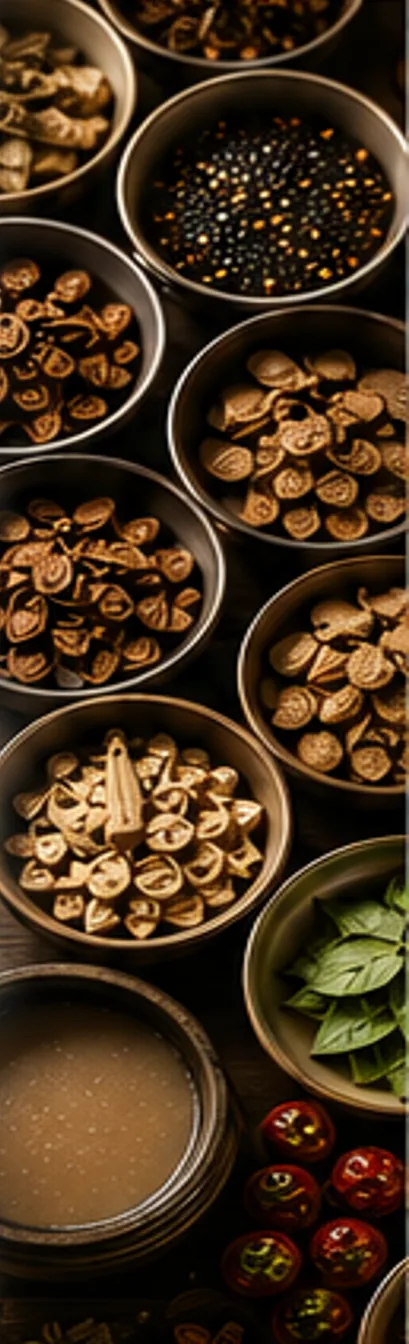 Medicinal herbs sorted into bowls